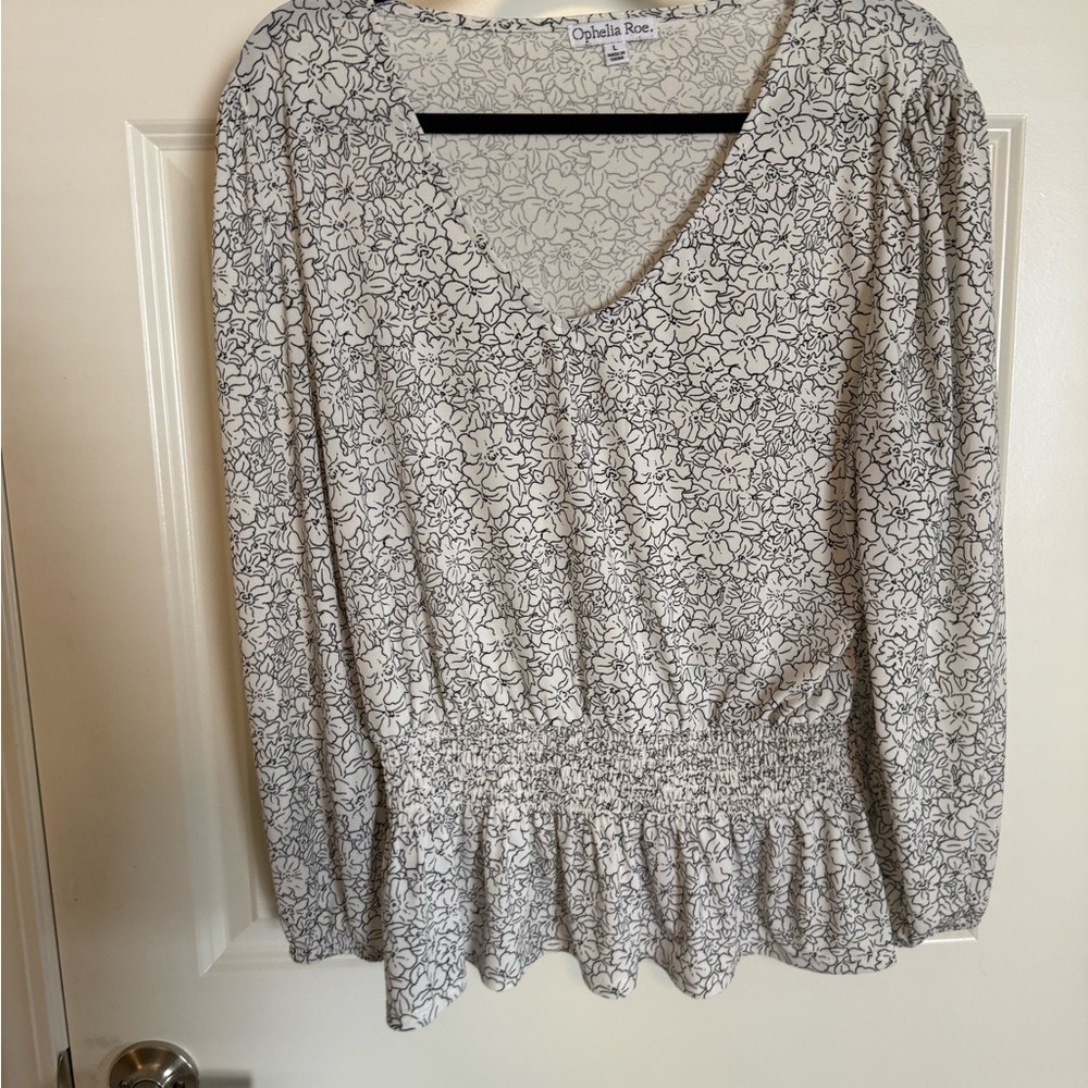 Cynthia Rowley Monochrome Floral Blouse